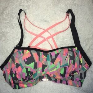 VSX Victoria Secret Sport Bra Strappy Black Neon